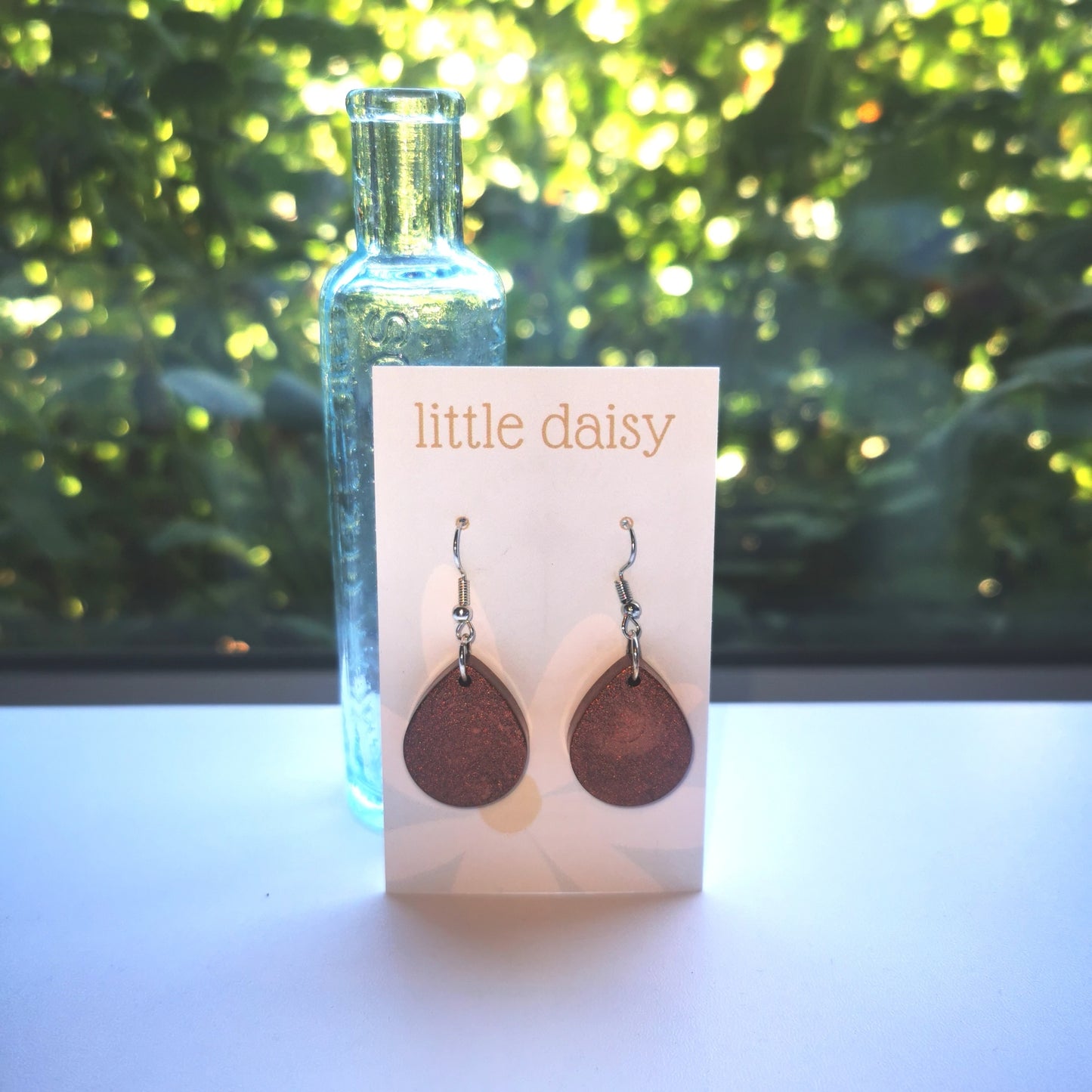 Bronzey Sparkle Drop Earrings