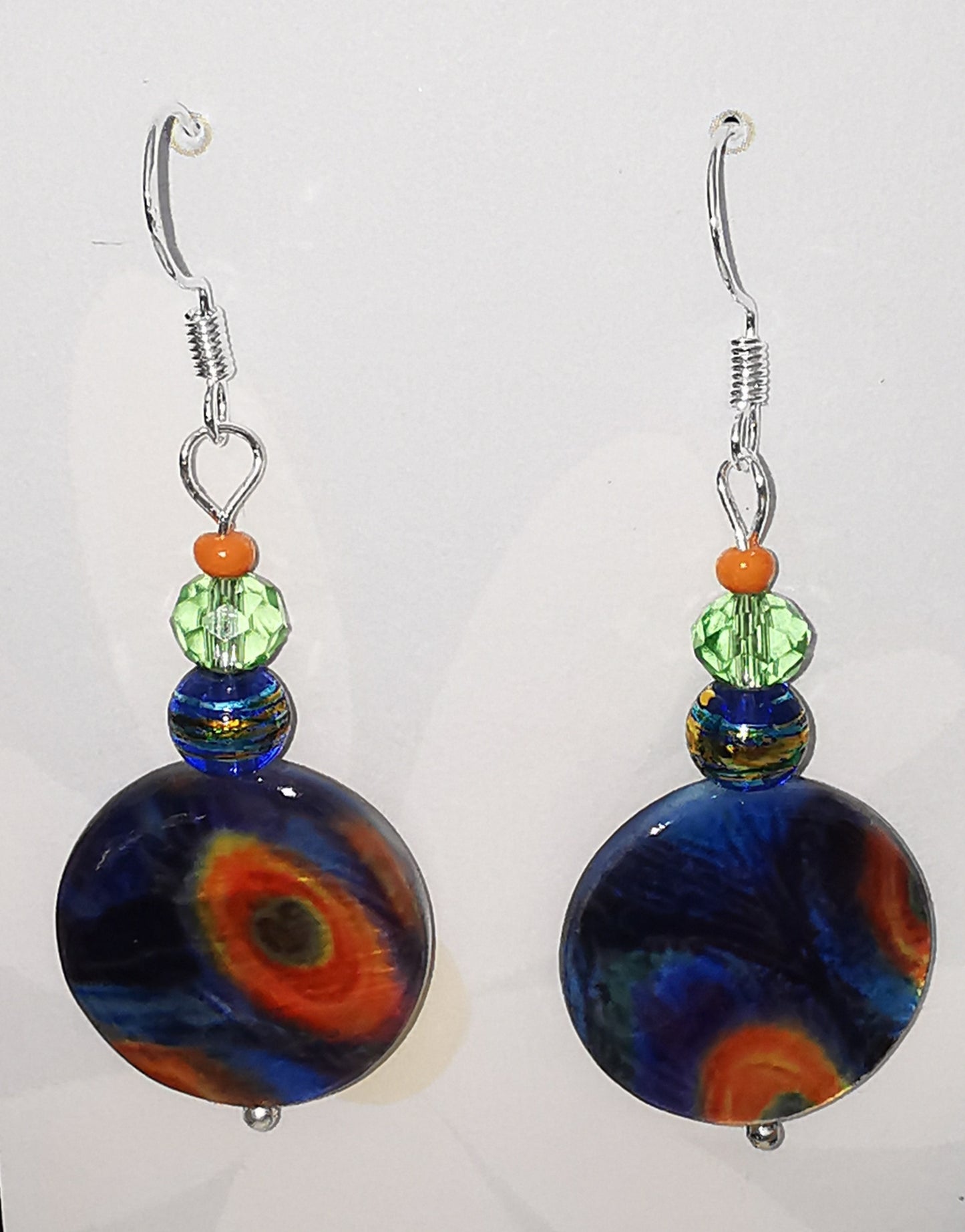 Peacock Bead Dangle Earrings on SS925
