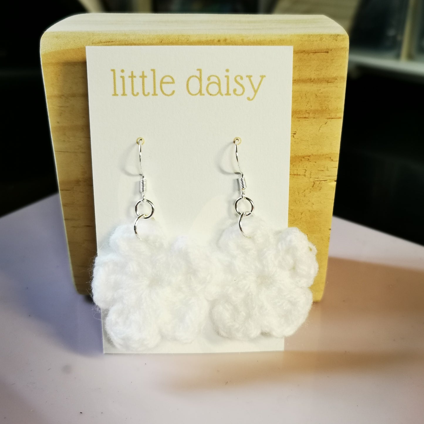 Crochet Flower Dangle Earrings