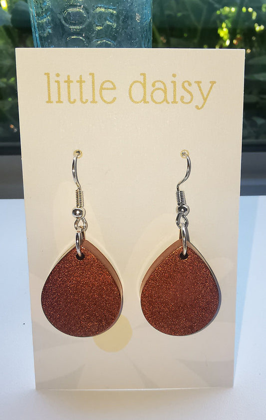 Bronzey Sparkle Drop Earrings