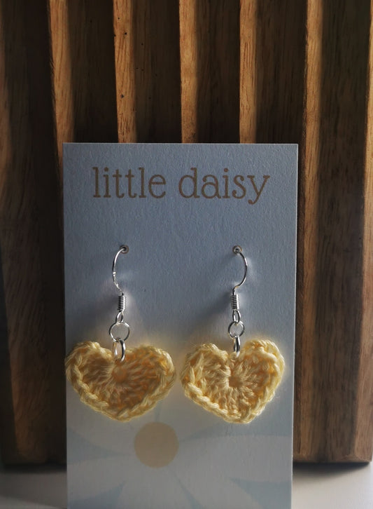 Crochet Heart Earrings Sterling Silver