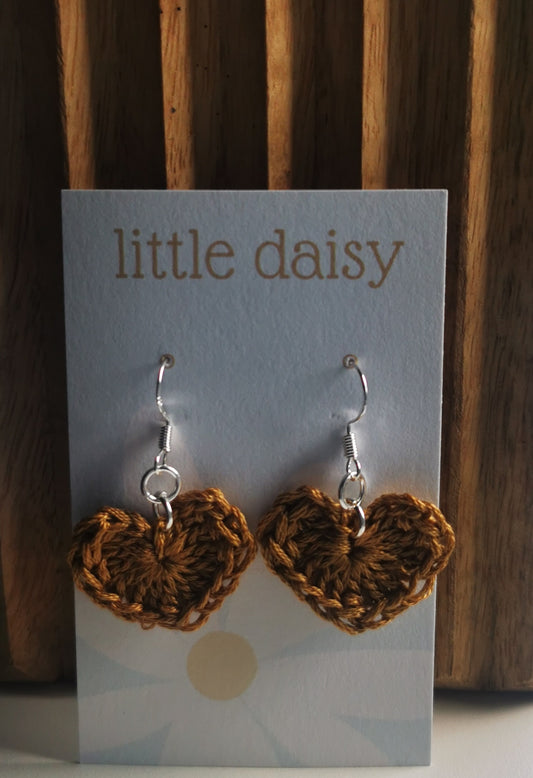 Crochet Heart Earrings Sterling Silver
