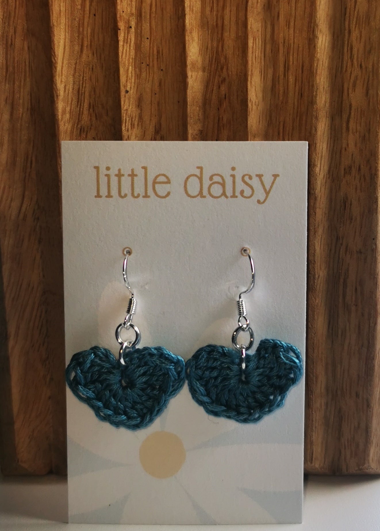 Crochet Heart Earrings Sterling Silver