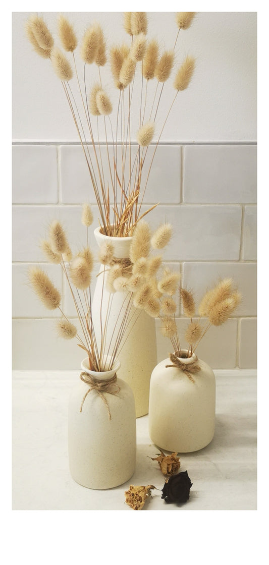 Dried Bunny Tails - Set of 3 vases PICKUP ONLY