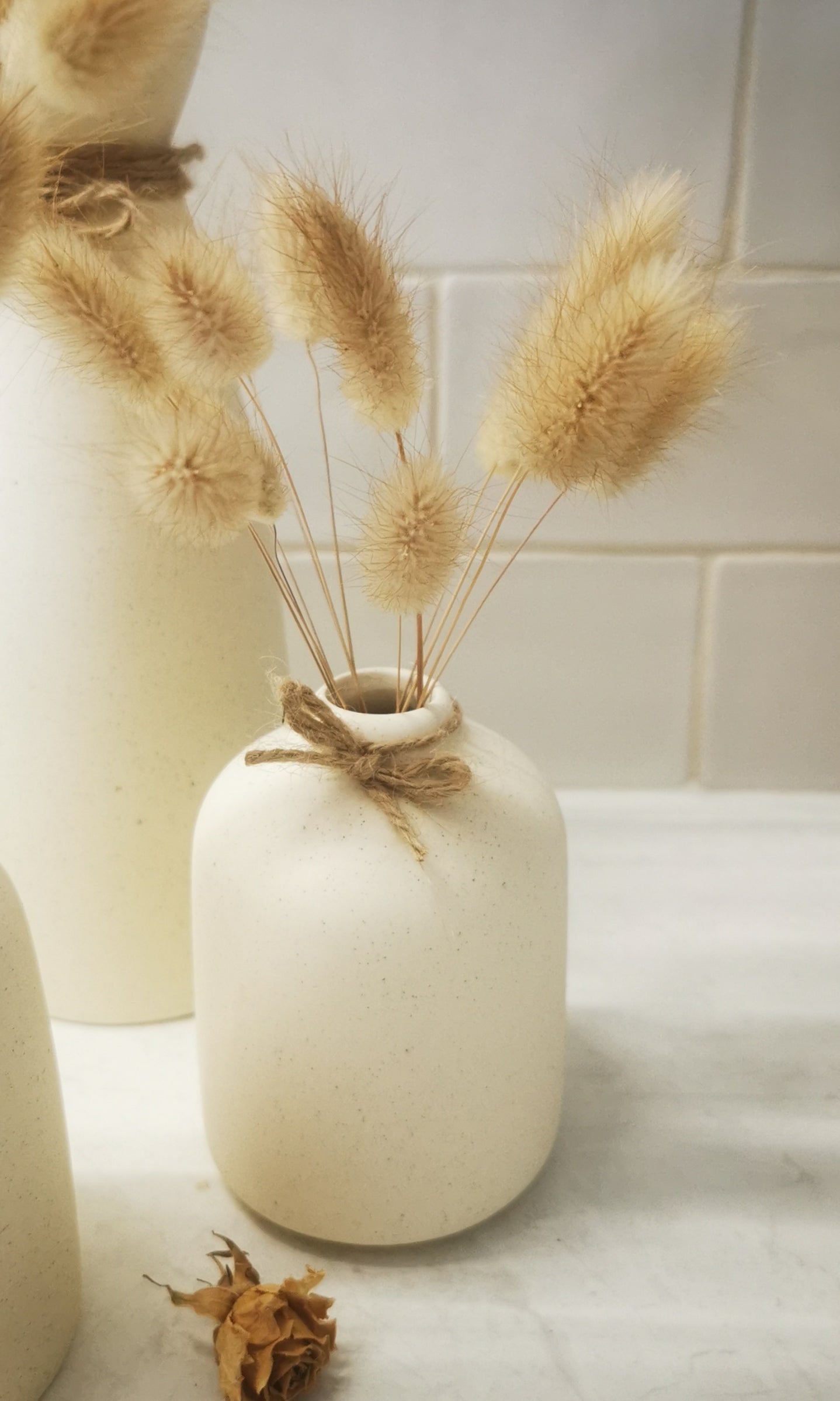 Dried Bunny Tails - Set of 3 vases PICKUP ONLY