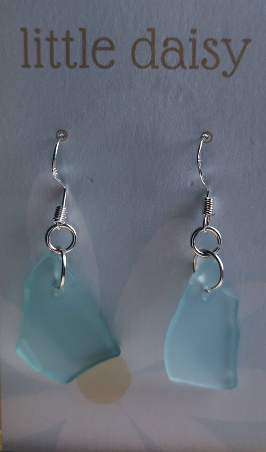 Sea green Seaglass dangle earrings SS925