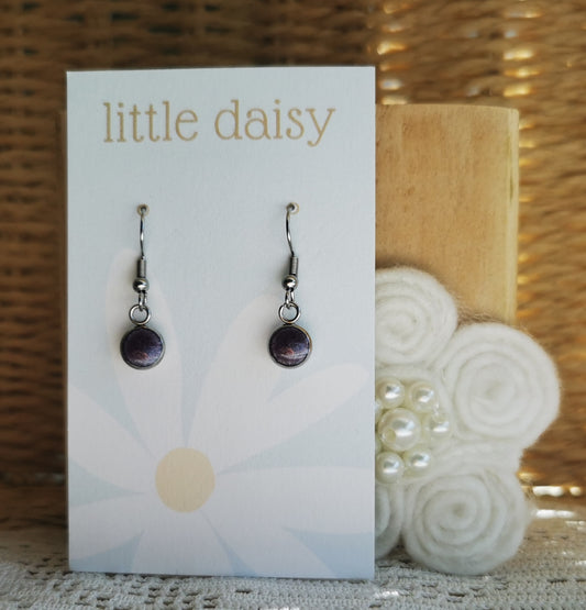 Lavender Bezel Drop Earrings