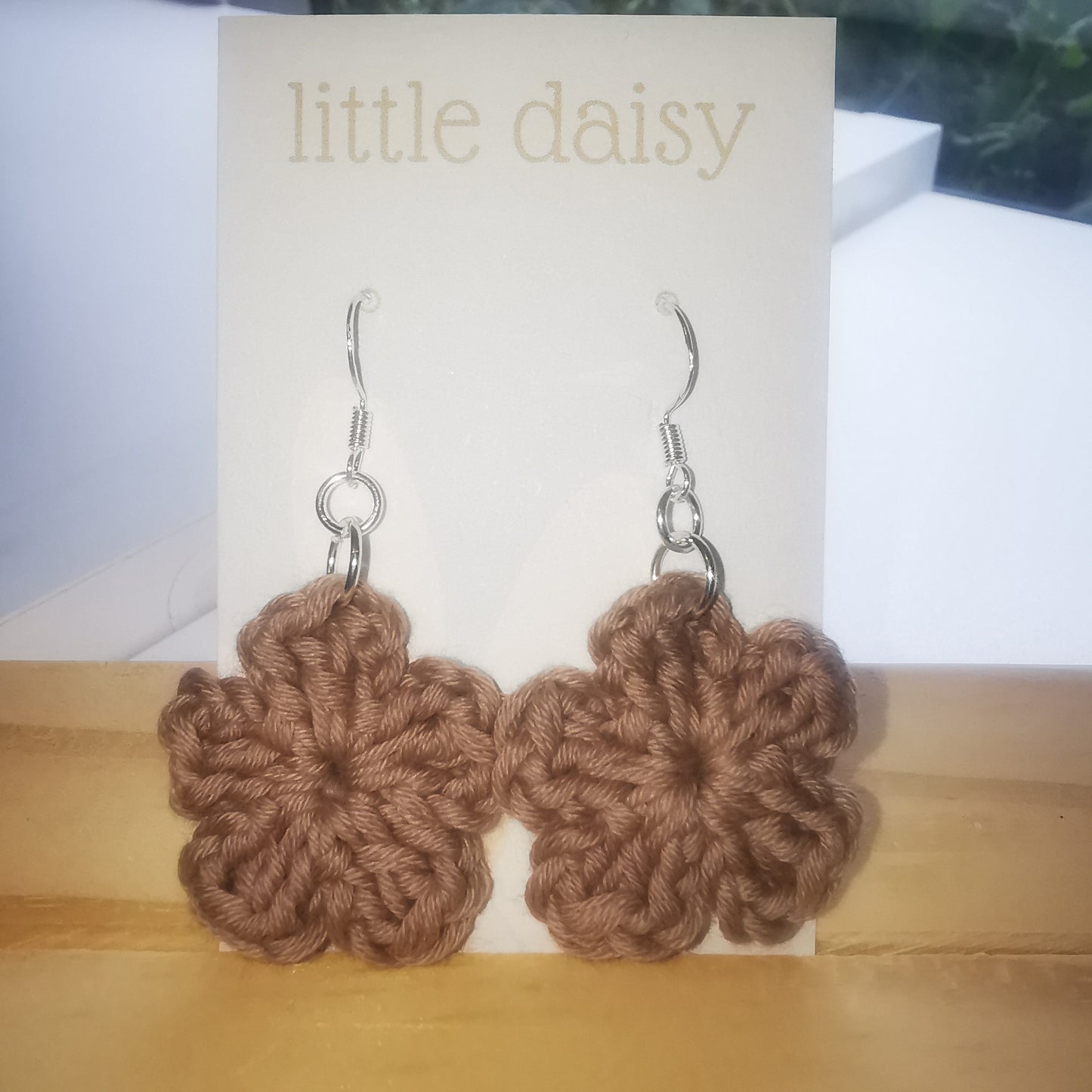 Crochet Flower Dangle Earrings