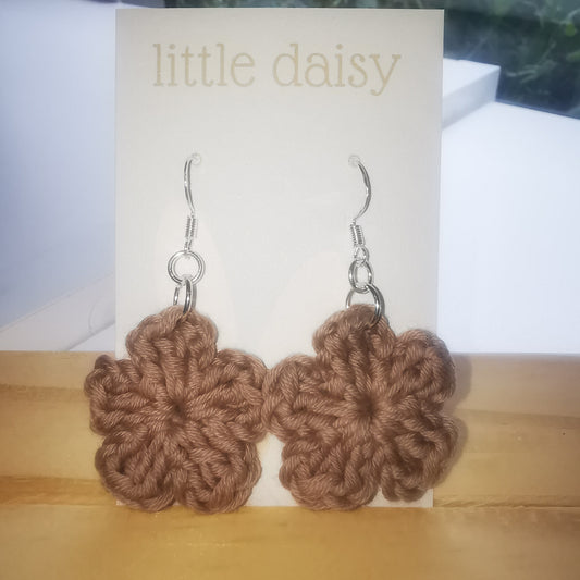 Crochet Flower Dangle Earrings