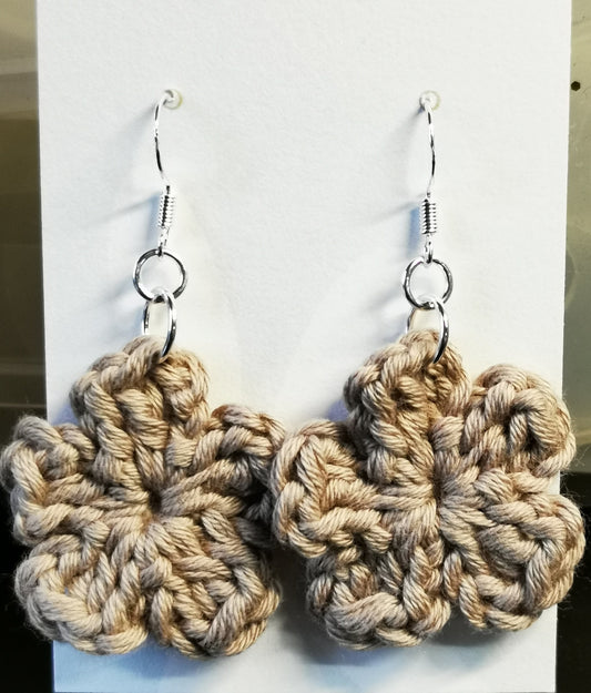 Crochet Flower Dangle Earrings