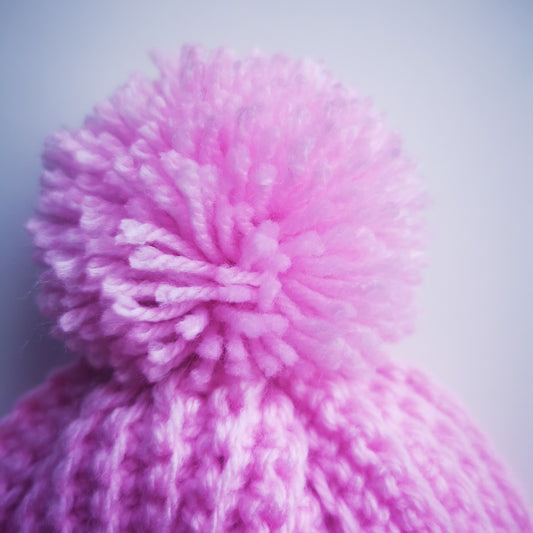 Handmade crochet soft pink adult beanie