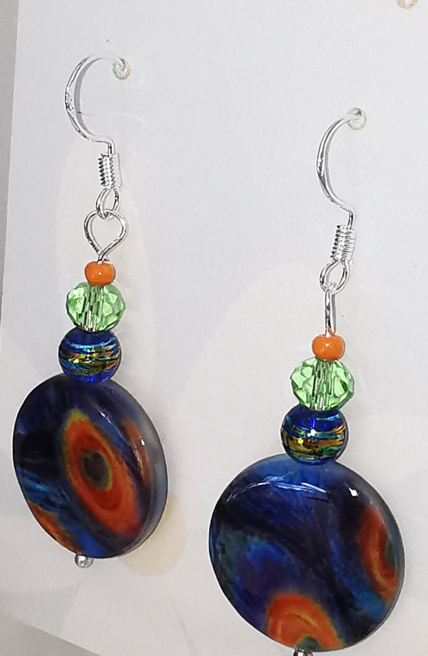 Peacock Bead Dangle Earrings on SS925