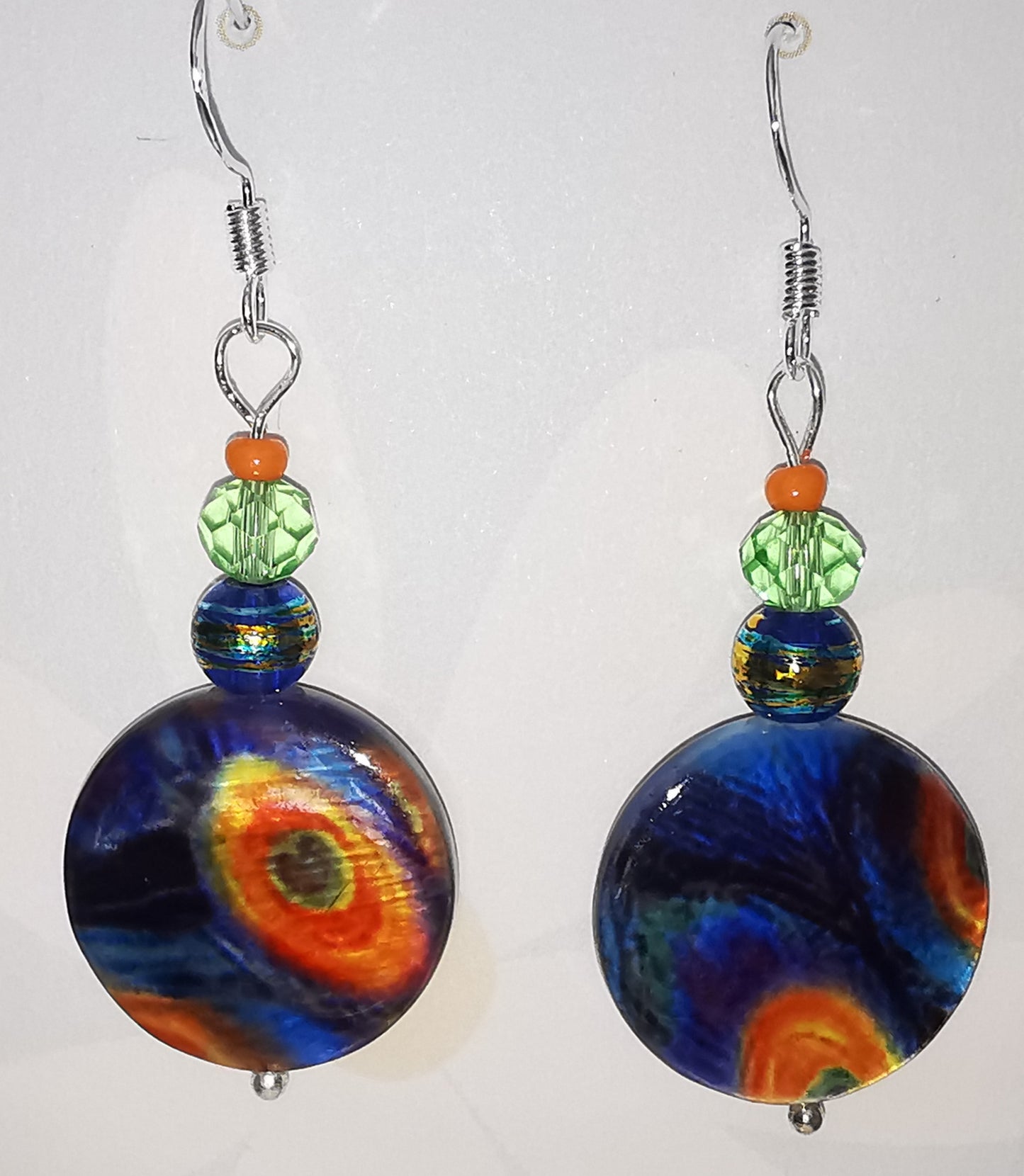 Peacock Bead Dangle Earrings on SS925