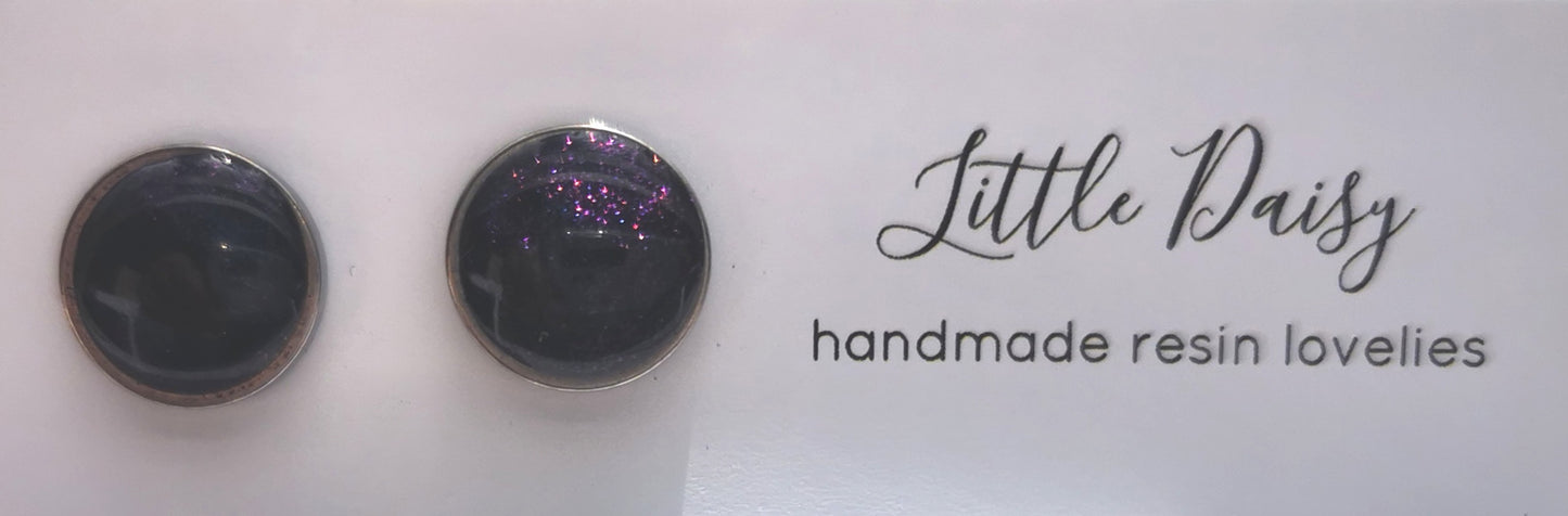 Violet Bezel Stud Earrings