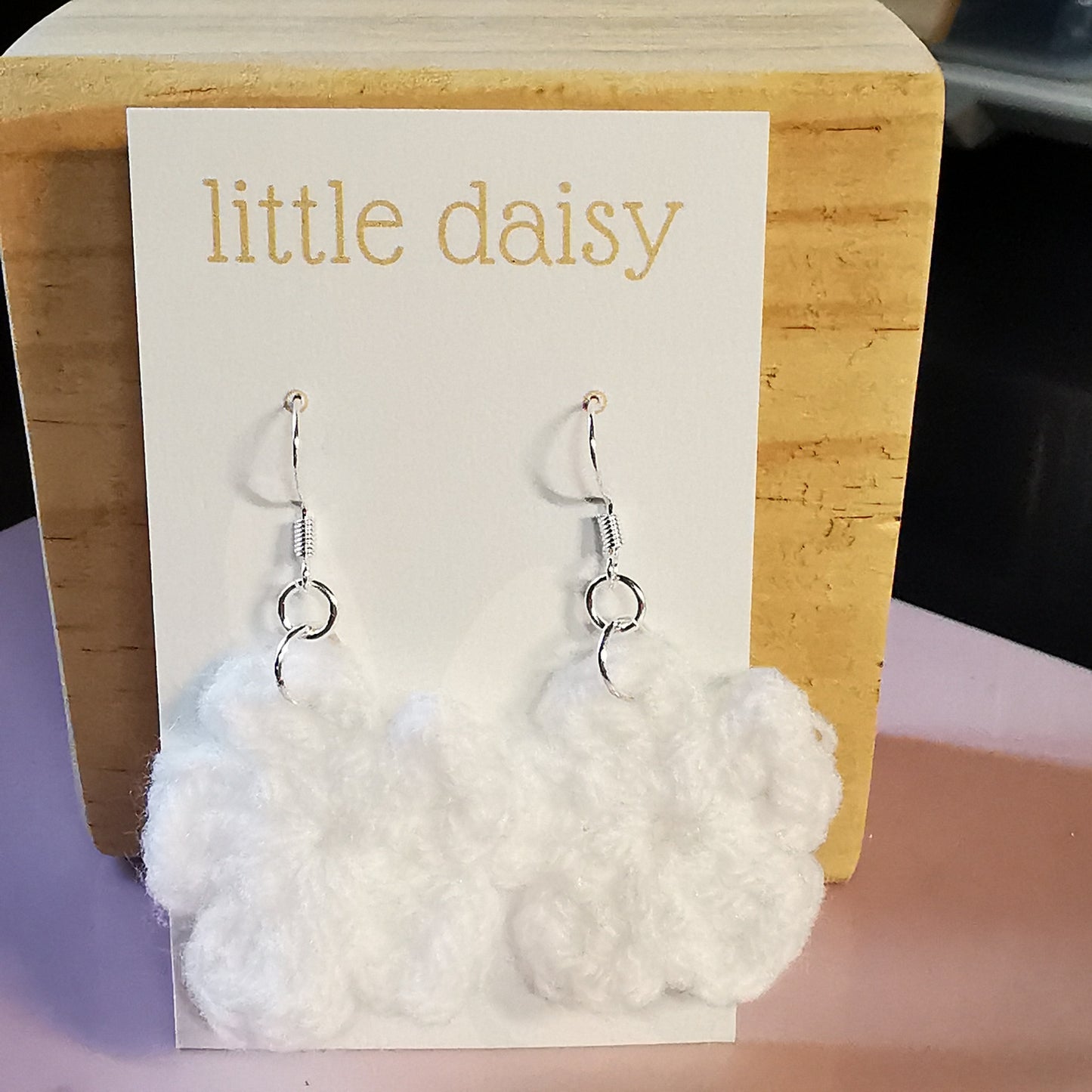 Crochet Flower Dangle Earrings