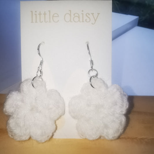 Crochet Flower Dangle Earrings